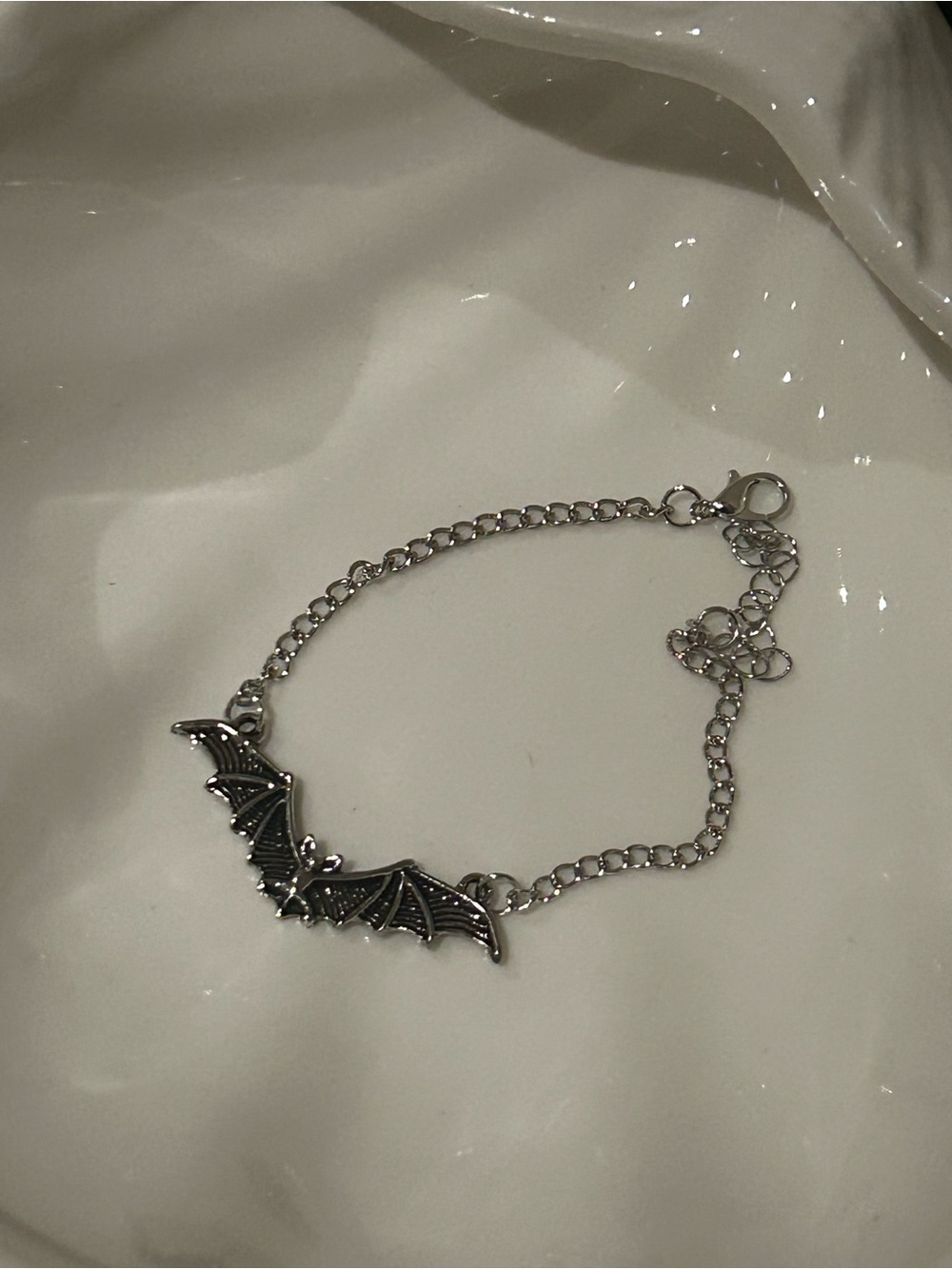 Silver Bat Charm Vampire Goth Bracelet